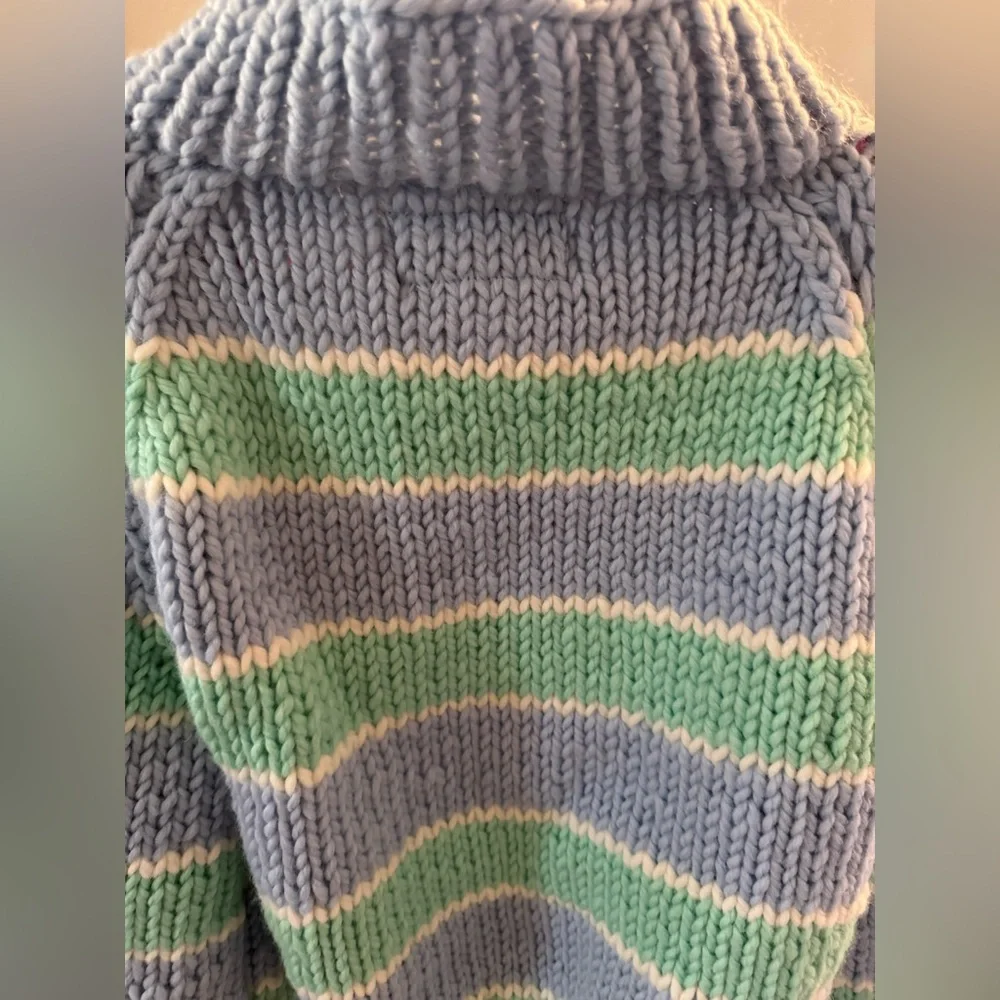 NIB Women’s O/S GOGO Sweaters Stripe Pullover Opal/Blue Bird/Snow - Picture 7 of 11